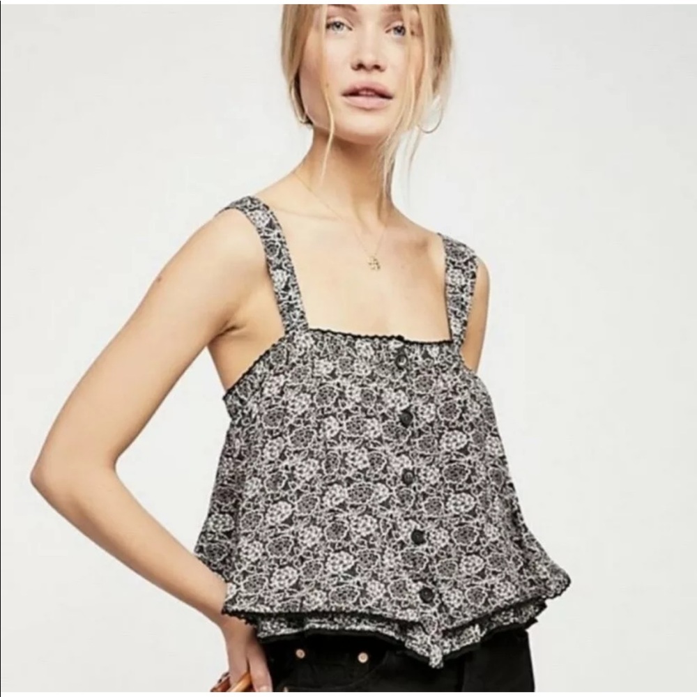 Free People Sweet Caroline Black Crop Tank